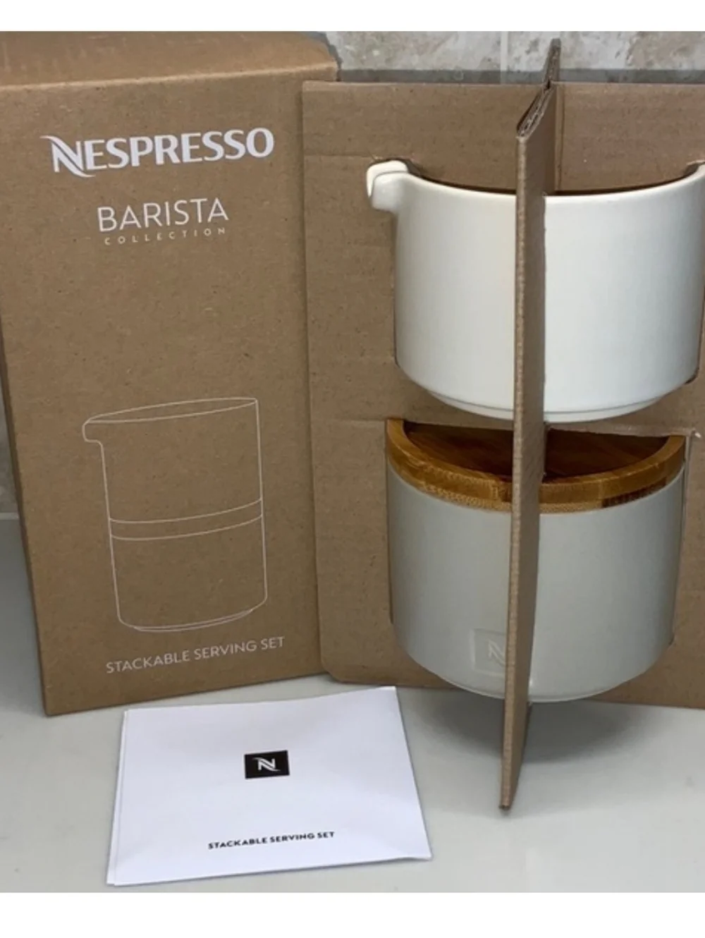 Nespresso Stackable Serving Set Barista Collection sugar & creamer NWT